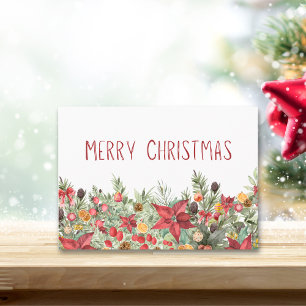 Cartes Pour Fêtes Annuelles Joyeux Noël Simple - Verdure hivernale confortable