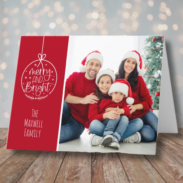 Cartes Pour Fêtes Annuelles Joyeux Noël Simplement Lumineux (Simple Photo Merry Bright Christmas Holiday Card)