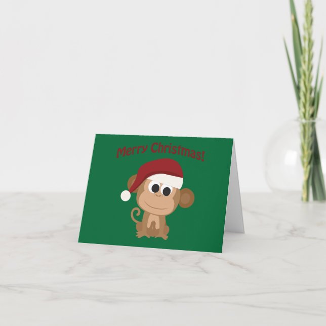 Cartes Pour Fêtes Annuelles Joyeux Noël! Singe (Devant)