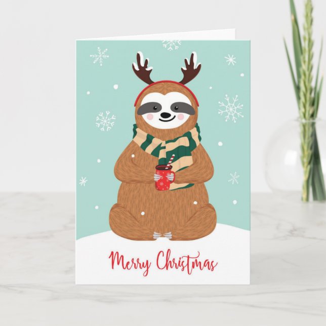 Cartes Pour Fêtes Annuelles Joyeux Noël Sloth (Devant)