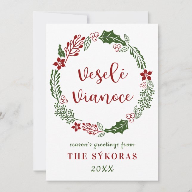 Cartes Pour Fêtes Annuelles Joyeux Noël slovaque, personnalisé (Devant)