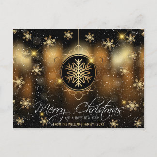 Cartes Pour Fêtes Annuelles Joyeux Noël Snowflake Gold Black Family Photo