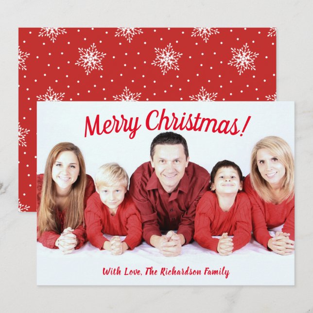 Cartes Pour Fêtes Annuelles Joyeux Noël Snowflake Motif Photo personnalisée (Devant / Derrière)