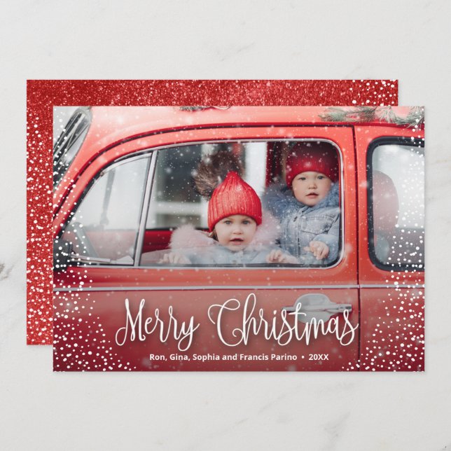 Cartes Pour Fêtes Annuelles Joyeux Noël Snowflake Photo (Devant / Derrière)
