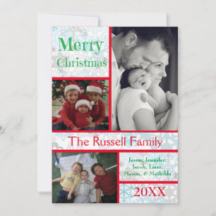 Cartes Pour Fêtes Annuelles Joyeux Noël Snowflakes Collage 3 Photos