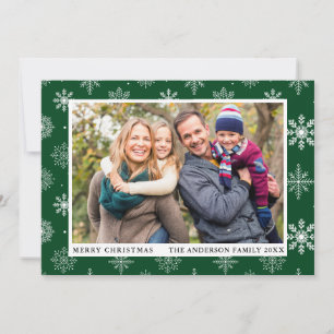 Cartes Pour Fêtes Annuelles Joyeux Noël Snowflakes Photo Green