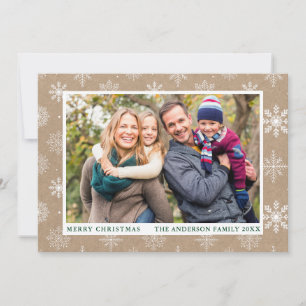 Cartes Pour Fêtes Annuelles Joyeux Noël Snowflakes Photo Kraft