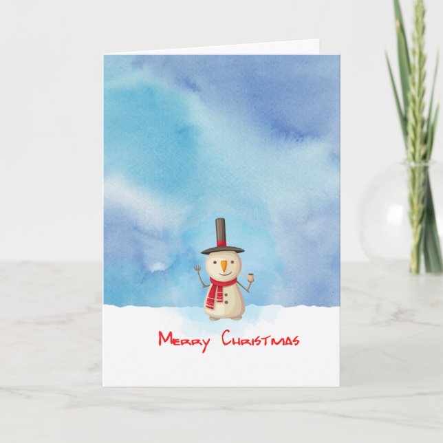 Cartes Pour Fêtes Annuelles Joyeux Noël Snowman Agitant Et Souriant (Devant)