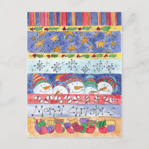 Cartes Pour Fêtes Annuelles Joyeux Noël Snowman Stockages Snowflakes