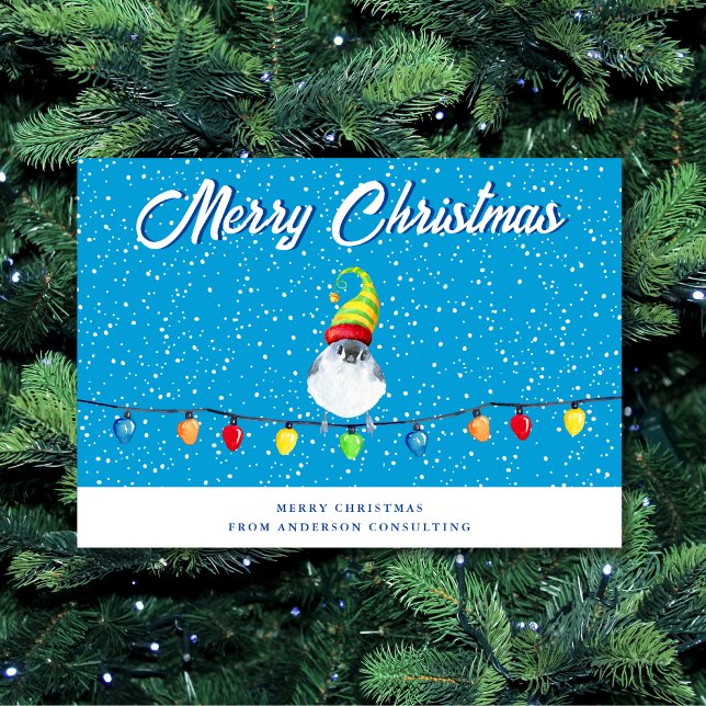 Cartes Pour Fêtes Annuelles Joyeux Noël Snowy Bird Business (Créateur téléchargé)