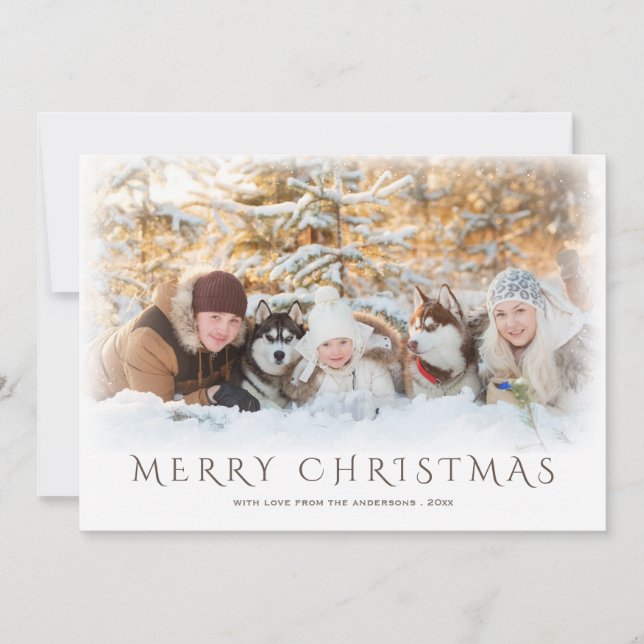 Cartes Pour Fêtes Annuelles Joyeux Noël Snowy Photo Grey (Devant)