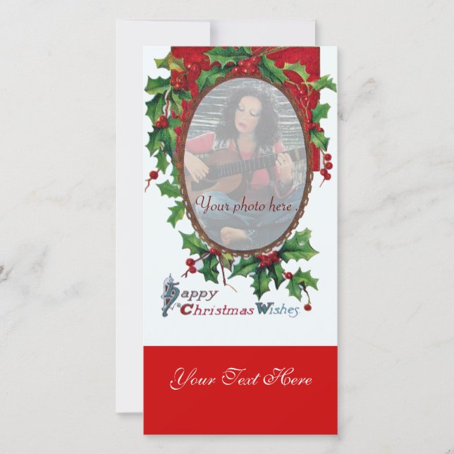 CARTES POUR FÊTES ANNUELLES JOYEUX NOËL SOUHAITE AVEC HOLLY BERRIES (Devant)
