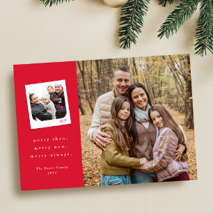 Cartes Pour Fêtes Annuelles Joyeux Noël souvenirs trois photo rouge