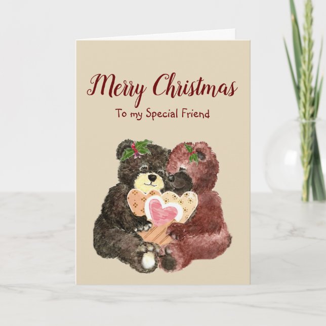 Cartes Pour Fêtes Annuelles Joyeux Noël Special Friend Best Gift Cute Bear (Devant)