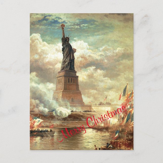 Cartes Pour Fêtes Annuelles Joyeux Noël Statue de la Liberté (Devant)