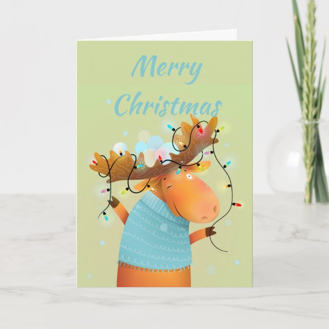 Cartes Pour Fêtes Annuelles Joyeux Noël Stress Free Amusants Moose Animal Humo (Devant)