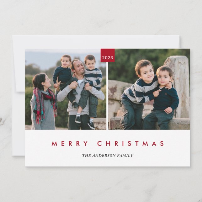 Cartes Pour Fêtes Annuelles Joyeux Noël | Style minimal 2 photo (Devant)