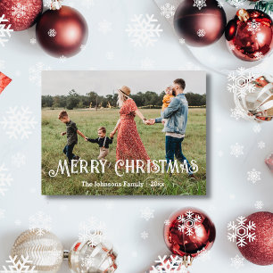 Cartes Pour Fêtes Annuelles joyeux noël style typographie blanche photo