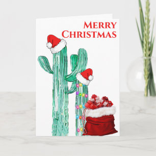 Cartes Pour Fêtes Annuelles Joyeux Noël Sud-Ouest Saguaro Cactus