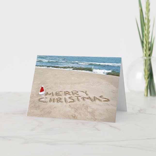 Cartes Pour Fêtes Annuelles Joyeux Noël sur la plage (Devant)