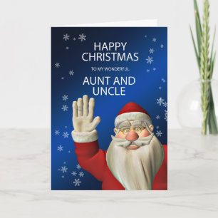 Cartes Pour Fêtes Annuelles Joyeux Noël Tante et Oncle, Santa agitant