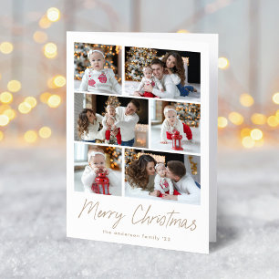 Cartes Pour Fêtes Annuelles Joyeux Noël Taupe Script 6 Collage de photos
