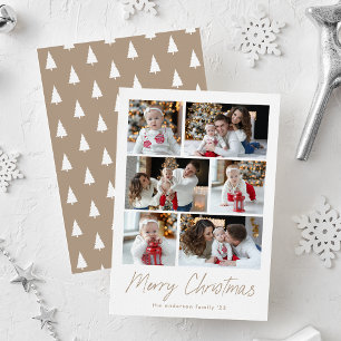 Cartes Pour Fêtes Annuelles Joyeux Noël Taupe Script 6 Photo Collage