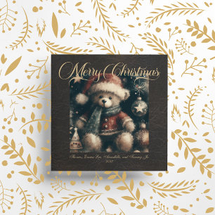Cartes Pour Fêtes Annuelles Joyeux Noël Teddy Ours Faux Cuir