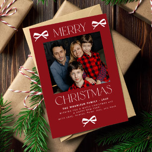 Cartes Pour Fêtes Annuelles Joyeux Noël tendance noeud rouge blanc photo de fa