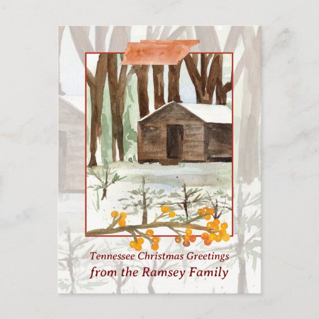 Cartes Pour Fêtes Annuelles Joyeux Noël Tennessee Cabine Smokey Mounts (Devant)