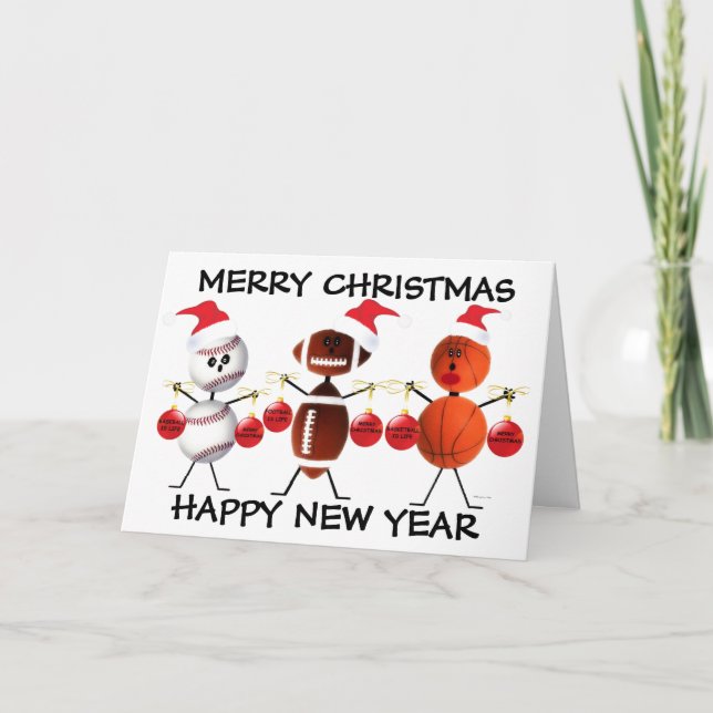 Cartes Pour Fêtes Annuelles Joyeux Noël Tous les sports (Devant)