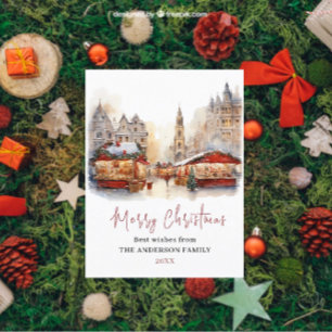 Cartes Pour Fêtes Annuelles Joyeux Noël traditionnel rustique d'hiver