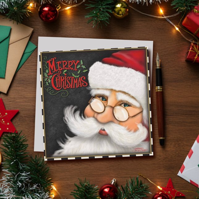 Cartes Pour Fêtes Annuelles Joyeux Noël traditionnel Santa Fêtes de fin d'anné (Créateur téléchargé)