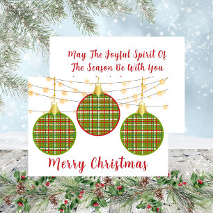 Cartes Pour Fêtes Annuelles Joyeux Noël Trio Ornements Plaid