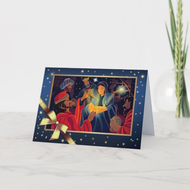 Cartes Pour Fêtes Annuelles Joyeux Noël. Trois hommes sages (Devant)