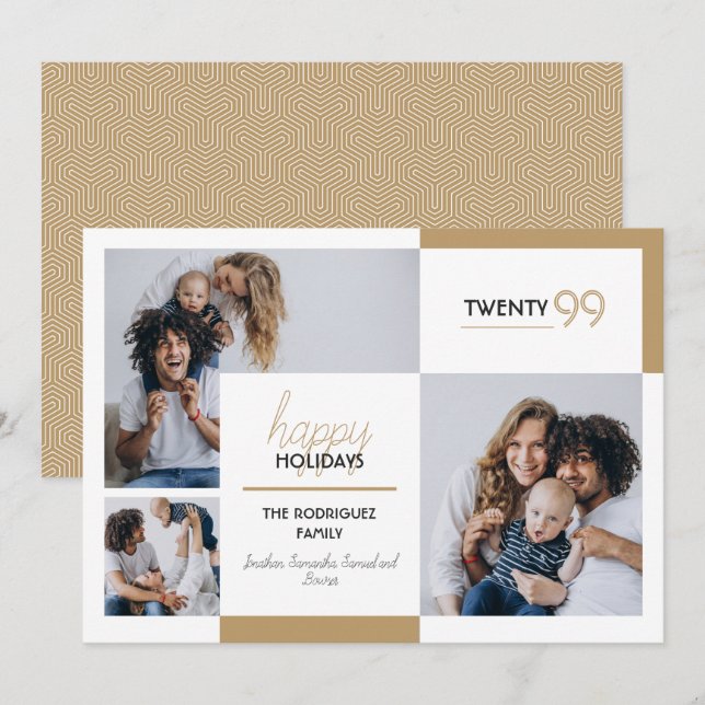 Cartes Pour Fêtes Annuelles Joyeux Noël Trois-Photos Bonnes Fêtes (Devant / Derrière)