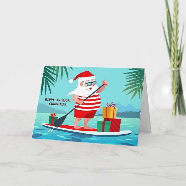 Cartes Pour Fêtes Annuelles Joyeux Noël tropical Père Noël (Devant)
