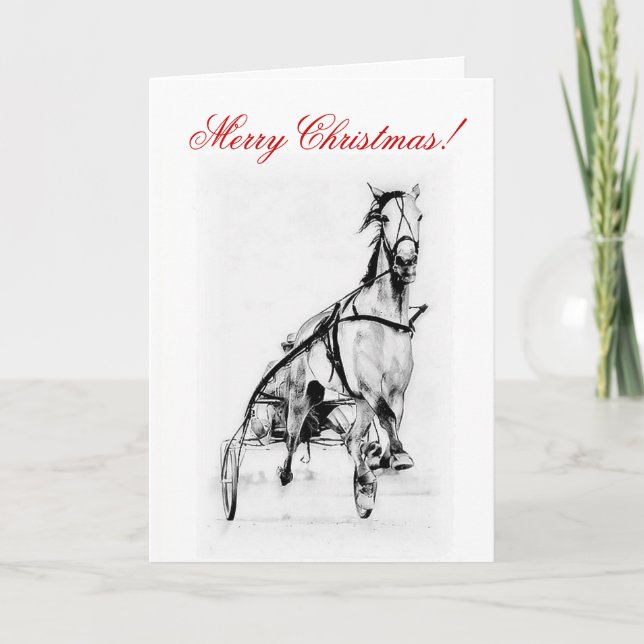 Cartes Pour Fêtes Annuelles Joyeux Noël Trotter Horse Racing Card (Devant)