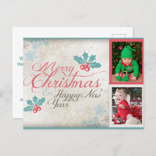 Cartes Pour Fêtes Annuelles Joyeux Noël Twin Baby Photo Holiday