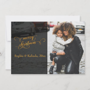 Cartes Pour Fêtes Annuelles Joyeux Noël Typographie de feuille d'or fausse