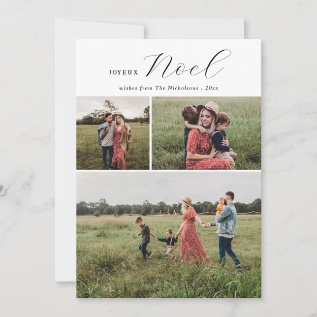 Cartes Pour Fêtes Annuelles Joyeux Noel Typographie minimale Photo de Noël (Devant)