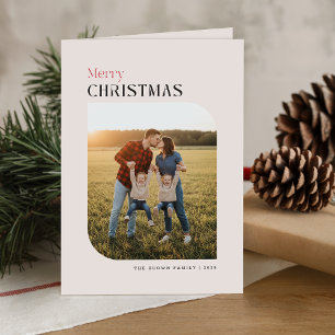 Cartes Pour Fêtes Annuelles Joyeux Noël Typographie minimale Photo pliée 