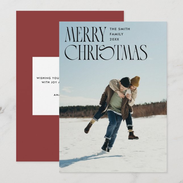 Cartes Pour Fêtes Annuelles Joyeux Noël Typographie unique Photo (Devant / Derrière)