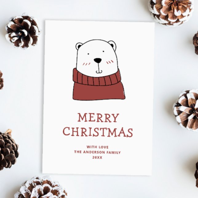 Cartes Pour Fêtes Annuelles Joyeux Noël. Un animal d'ours polaire hivernal mig (Créateur téléchargé)