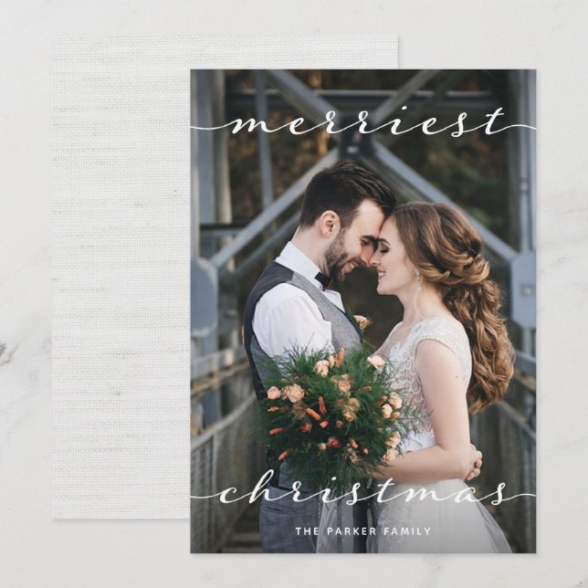 Cartes Pour Fêtes Annuelles Joyeux Noël | Un design de script de photo (Devant / Derrière)