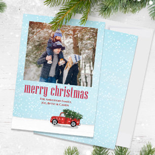 Cartes Pour Fêtes Annuelles Joyeux Noël Une photo Camion Rouge