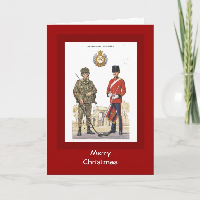 Cartes Pour Fêtes Annuelles Joyeux Noël, Uniformes historiques, Ingénieurs Roy (Devant)