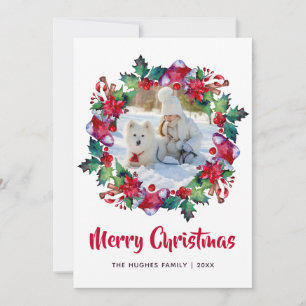 Cartes Pour Fêtes Annuelles Joyeux Noël Vacances Chaussette Fleurie Photo