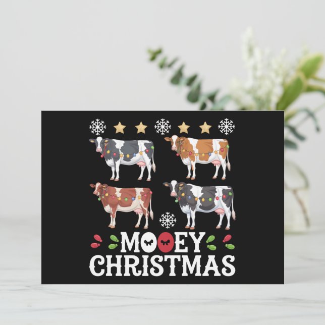 Cartes Pour Fêtes Annuelles Joyeux Noël Vache Amour Vacances Ferme Agriculteur (Debout devant)