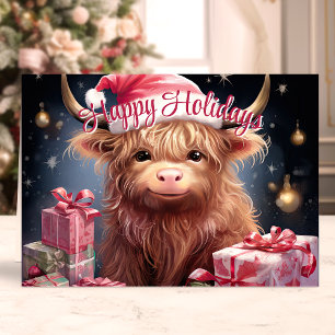 Cartes Pour Fêtes Annuelles Joyeux Noël Vache des Highlands Mignonne